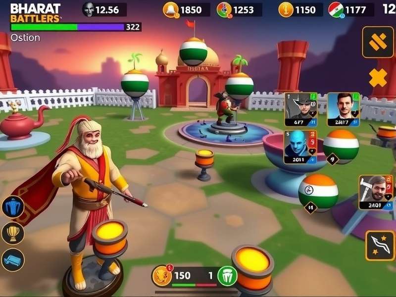 Bharat Battlers gameplay screenshot showing Indian-themed battlefield